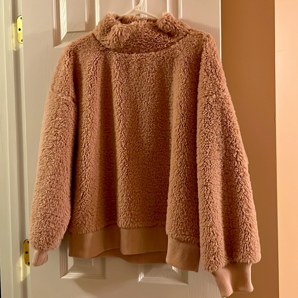 Gap Size Large, Pink Sherpa Soft, Fuzzy Sweater - image 3